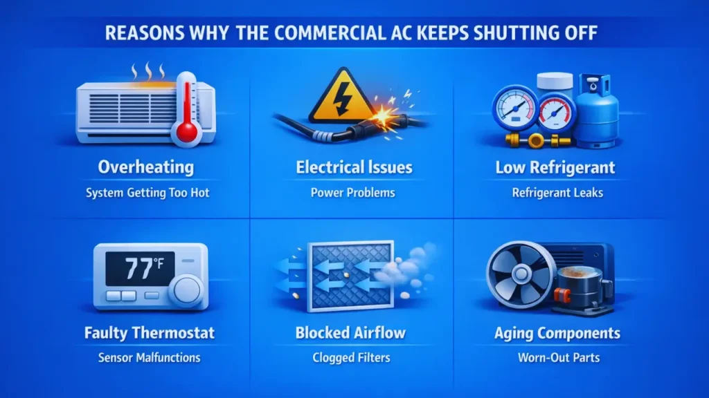REASONS WHY THE COMMERCIAL AC KEEPS SHUTTING OFF