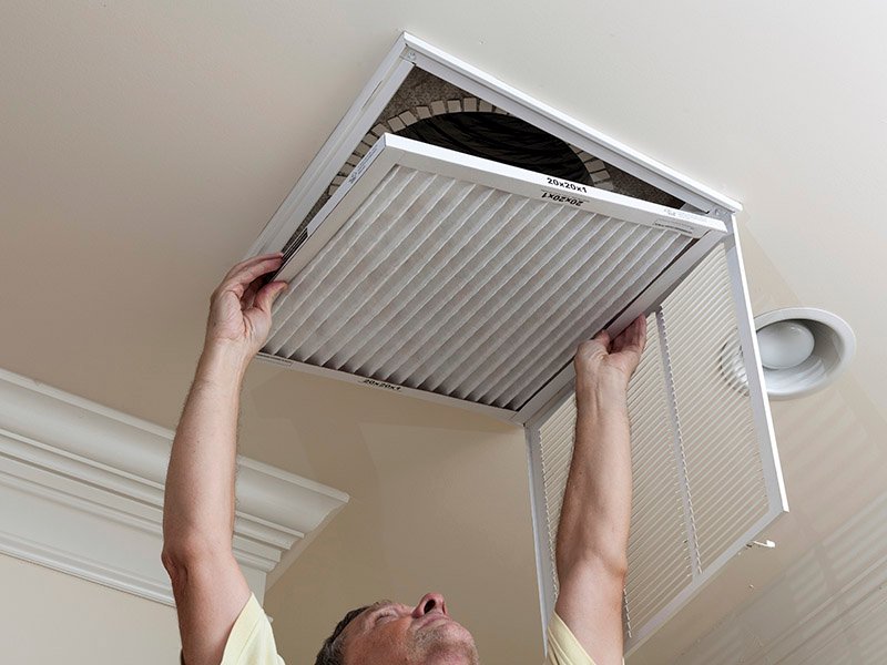 Installed commercial ductwork distributing airflow