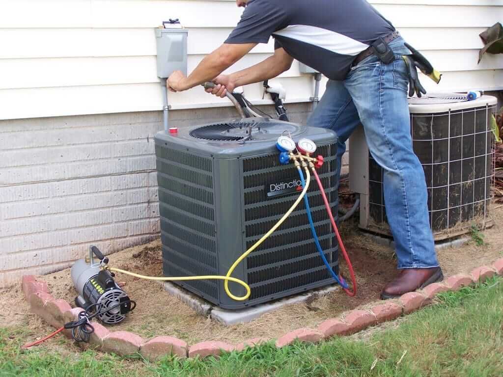 New air handler and line set after an HVAC installation