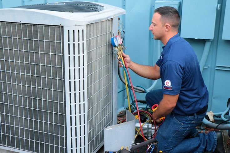 Commercial air conditioning installation in progress